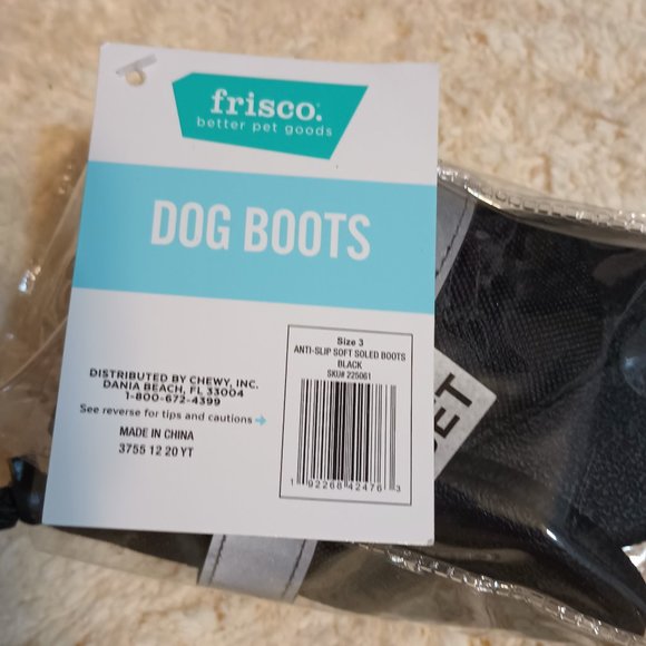 NWT~Frisco's Anti-Slip Soft Soled Black Boots w/ Reflective Strips (Paw Size: 3) - Picture 6 of 7